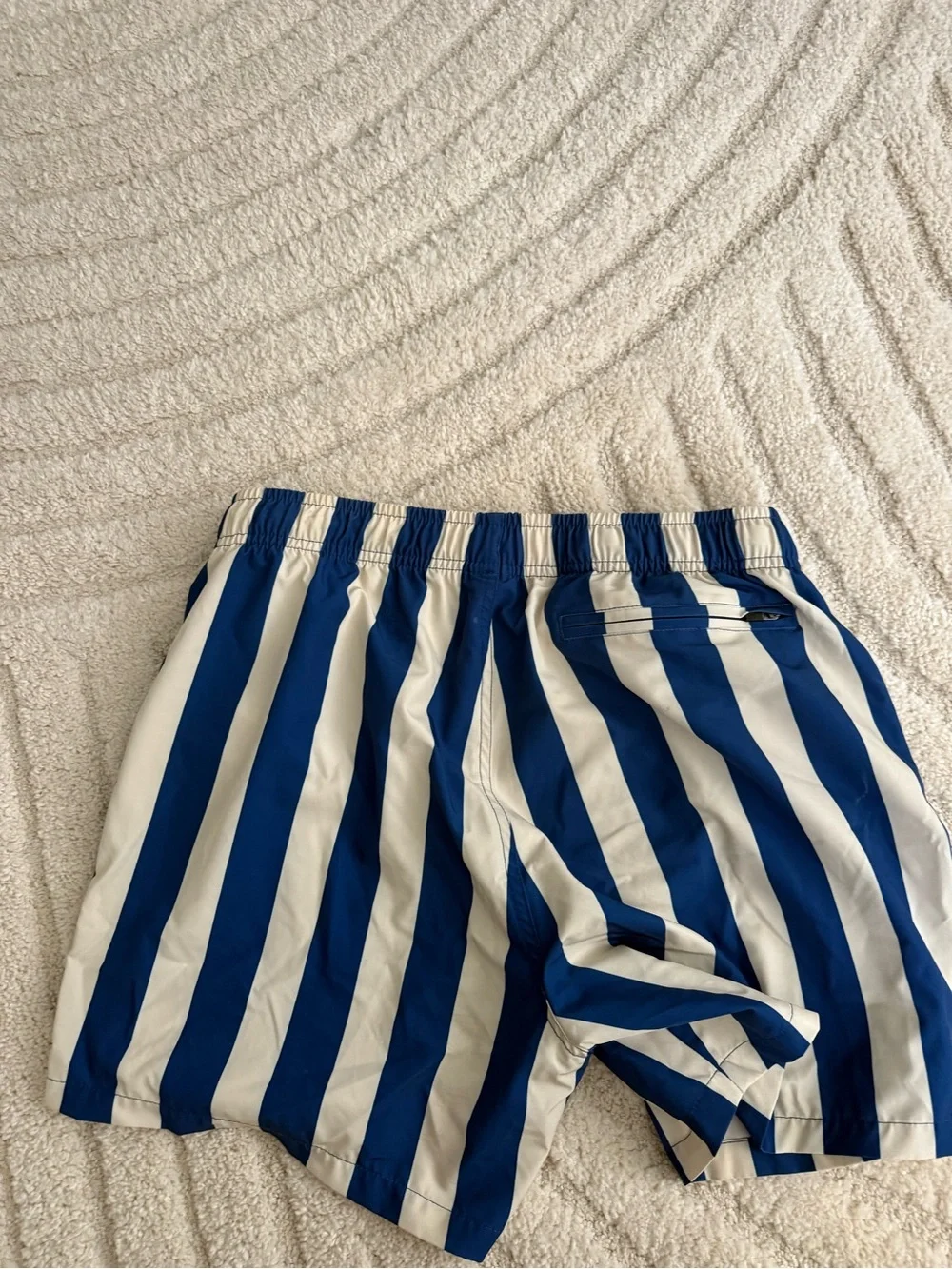 Men's Yellow Pinstripe Swim Shorts - Athletic Beach Trunks